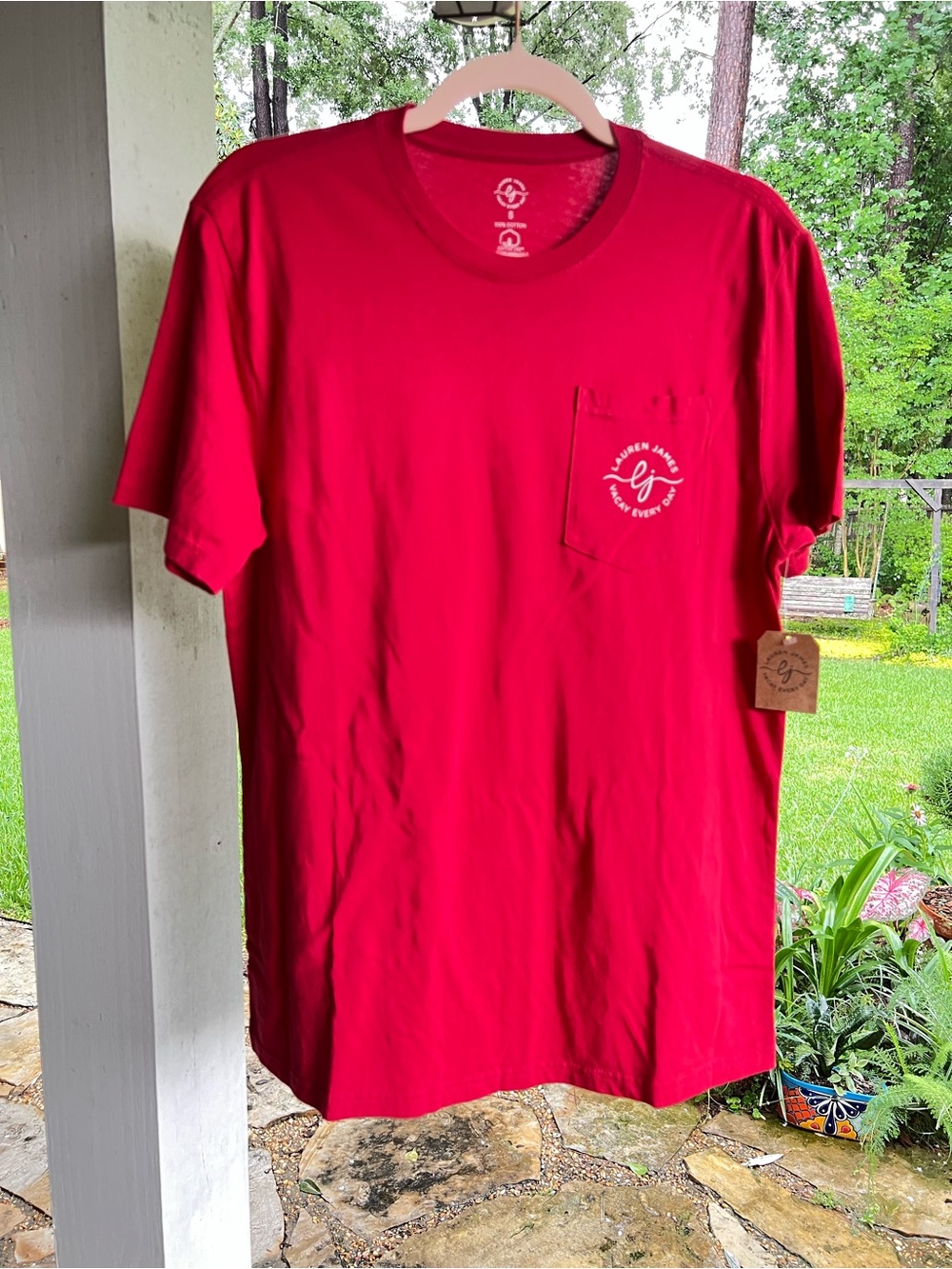 Lauren James Ruby Red STARS AND Stripes “Waves of Freedom” Graphic Tee Sz S USA - Picture 3 of 7
